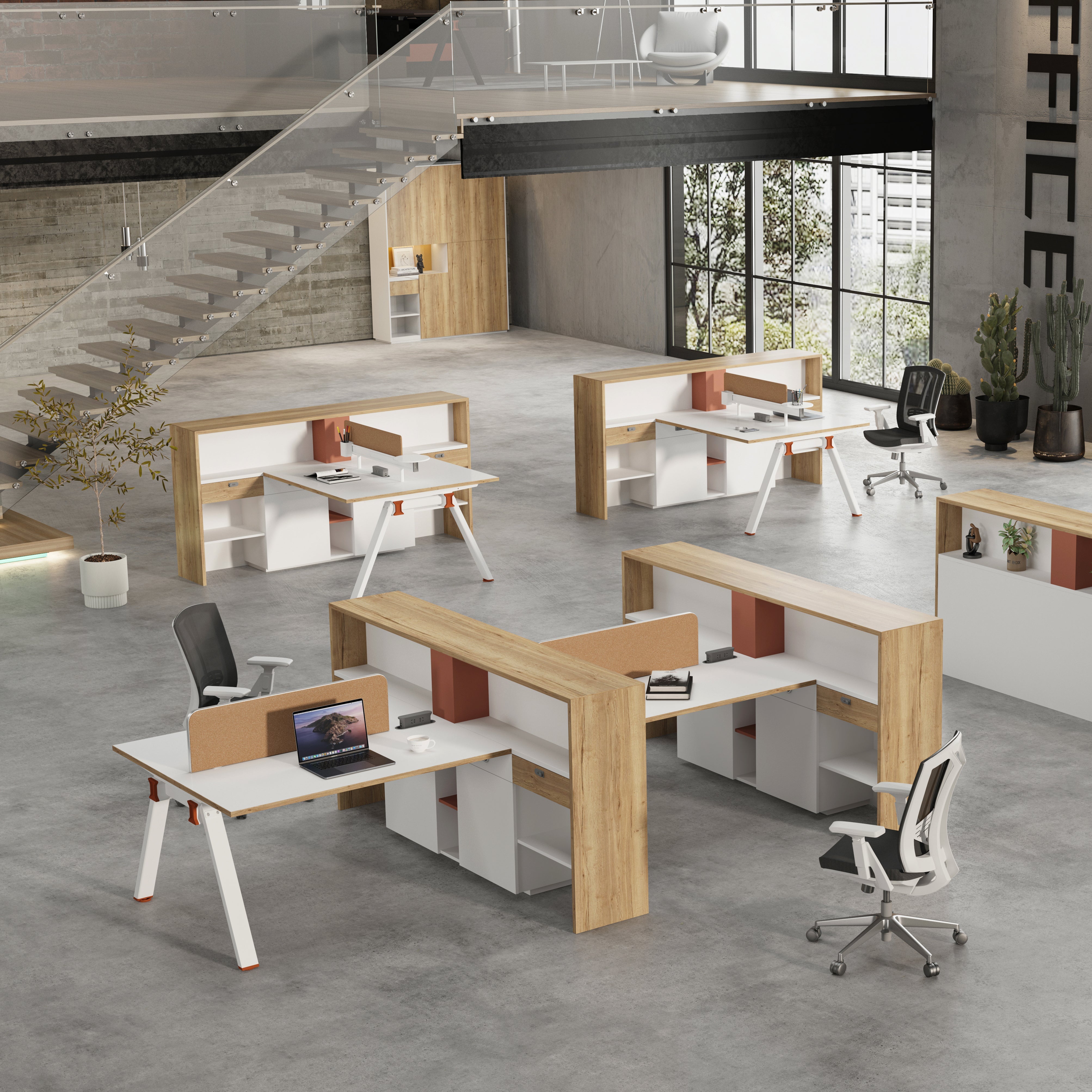 Saintcy XW Series Modern L-Shaped Office Workstation - Integrated High-Storage Team Desking System with Architectural Privacy Consoles