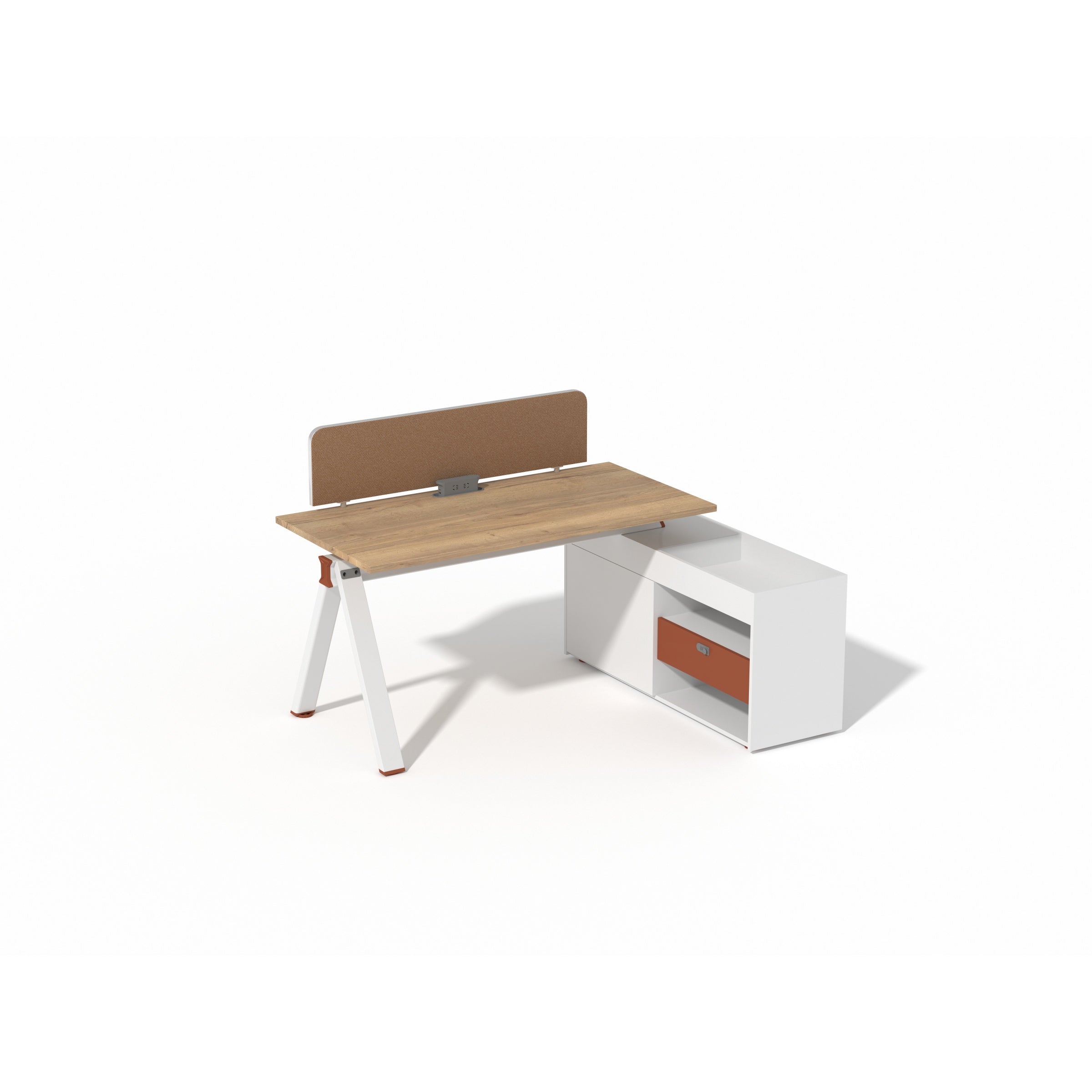 Saintcy XW Series Modern Modular Workstation - Industrial A-Frame Team Desking System with Integrated Privacy Screens & Side Return Storage(XW003 / XW015 / XW016)
