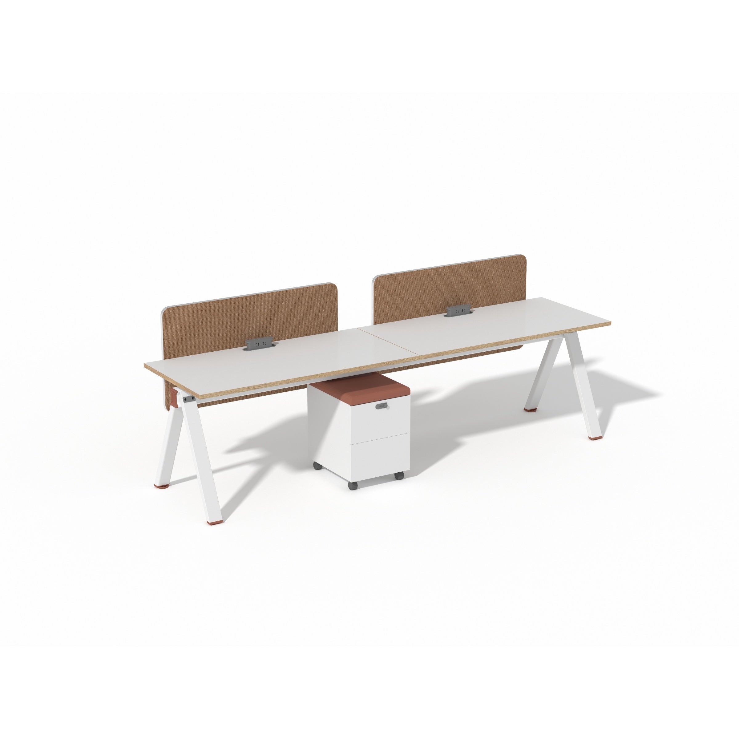 Saintcy XW Series Modern Modular Staff Workstation & Mobile Pedestal Suite - Industrial Steel A-Frame Team Desking System with Fabric Privacy Screens