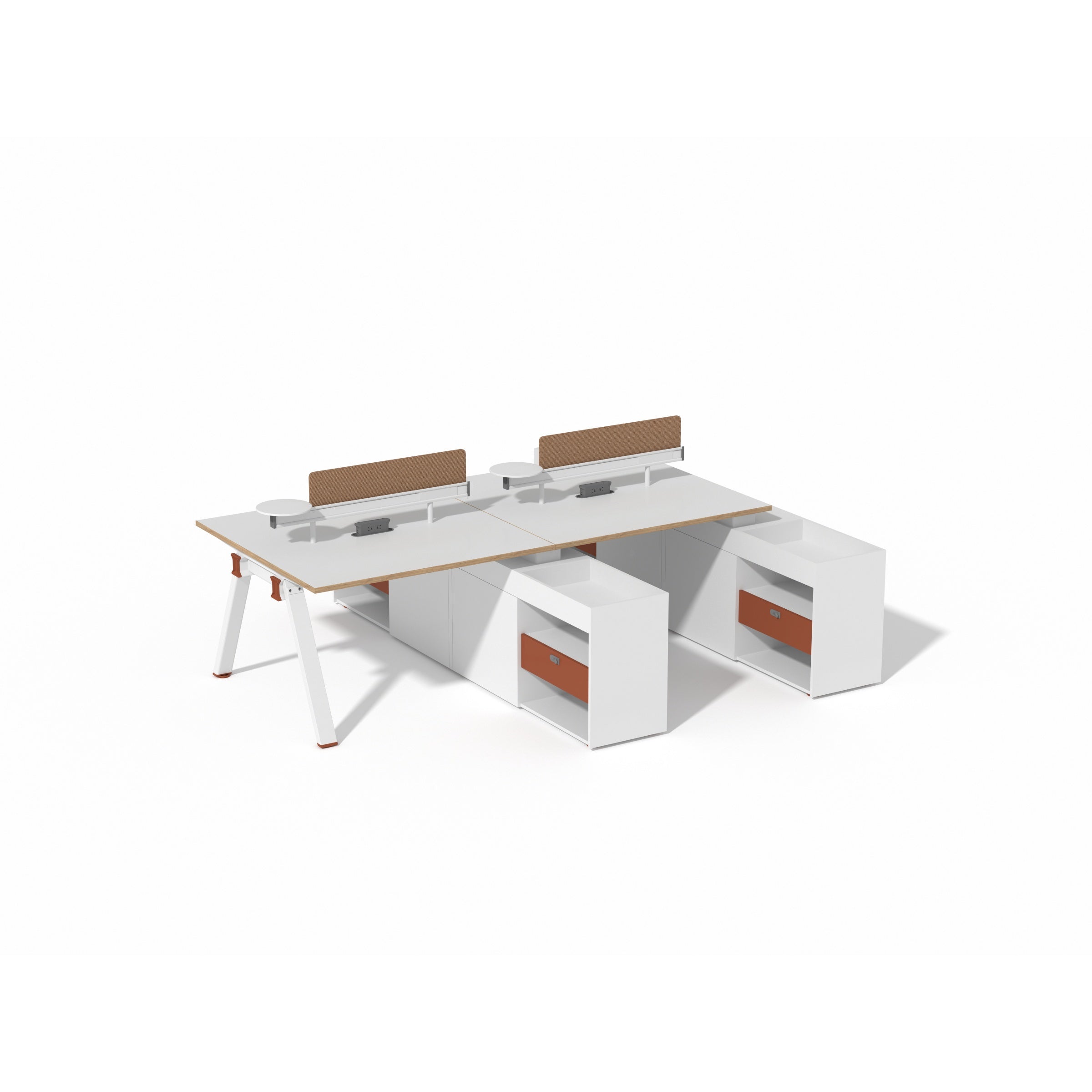 Saintcy XW Series Modern Modular Workstation - Industrial A-Frame Team Desking System with Integrated Privacy Screens & Side Return Storage(XW003 / XW015 / XW016)