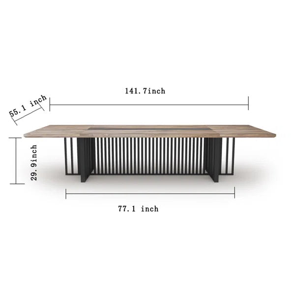 SAINTCY Large Conference Table with Integrated Cable Management for Meeting Rooms & Boardrooms