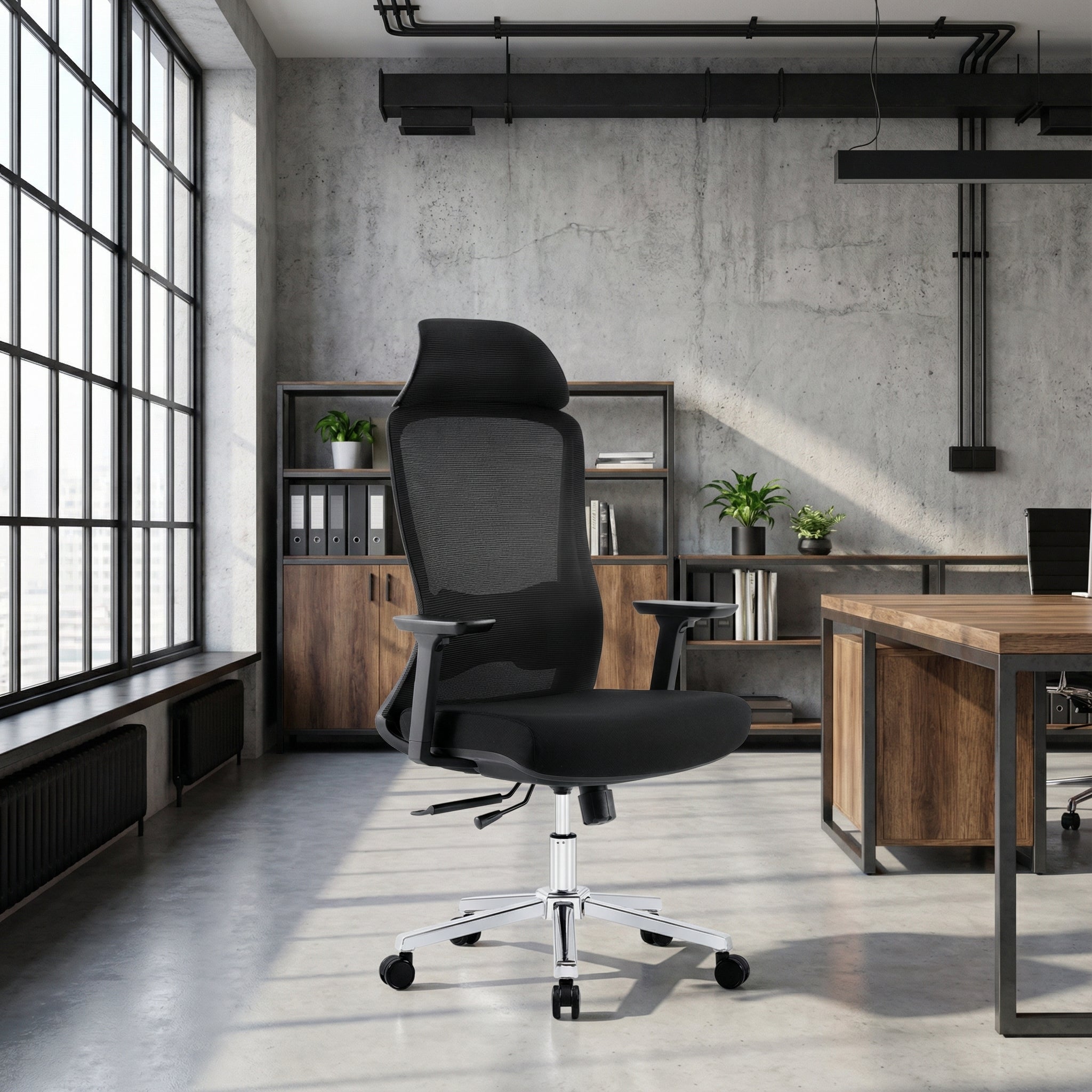 Saintcy High-Back Ergonomic Mesh Office Chair with 3D Armrests, Headrest and Sliding Seat