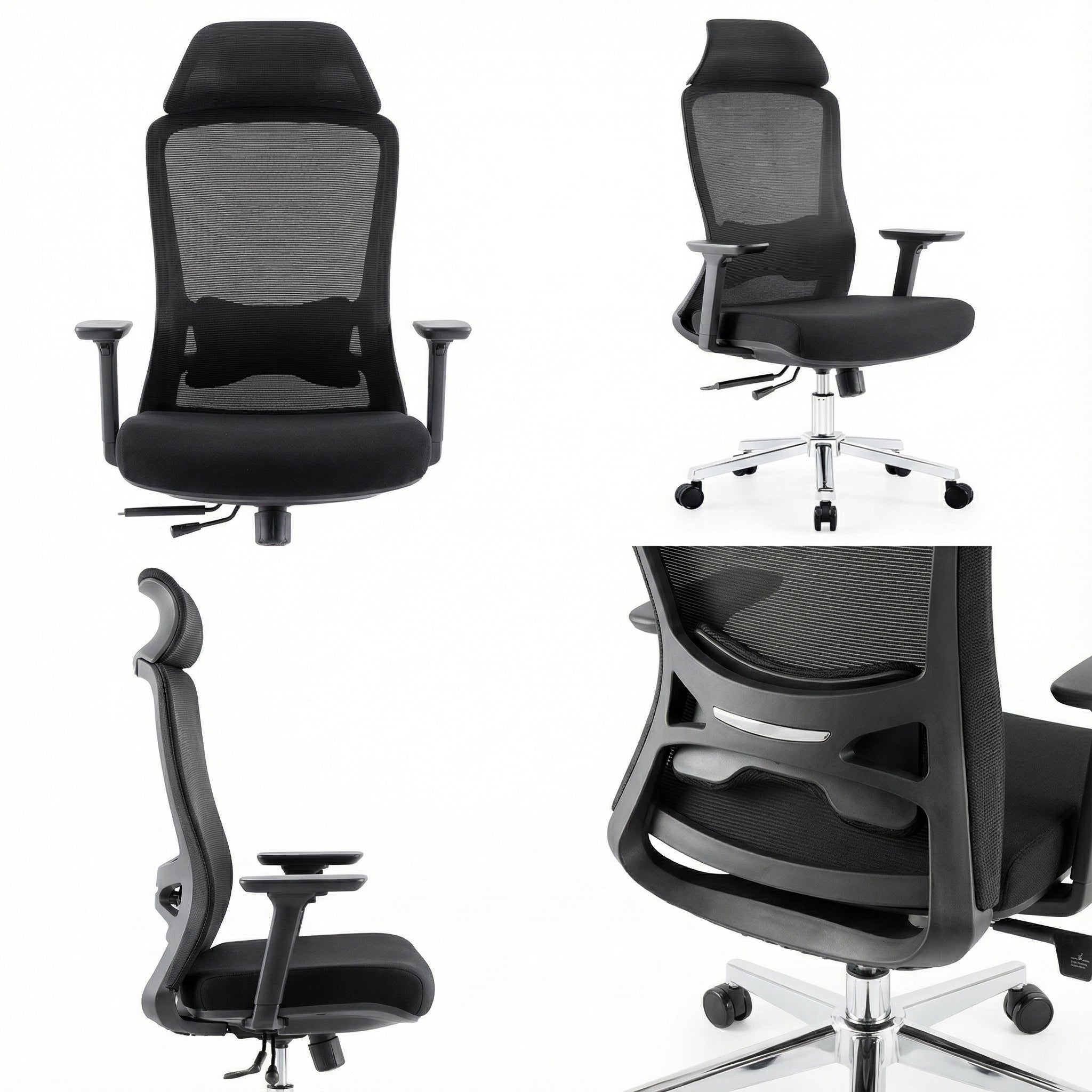Saintcy High-Back Ergonomic Mesh Office Chair with 3D Armrests, Headrest and Sliding Seat