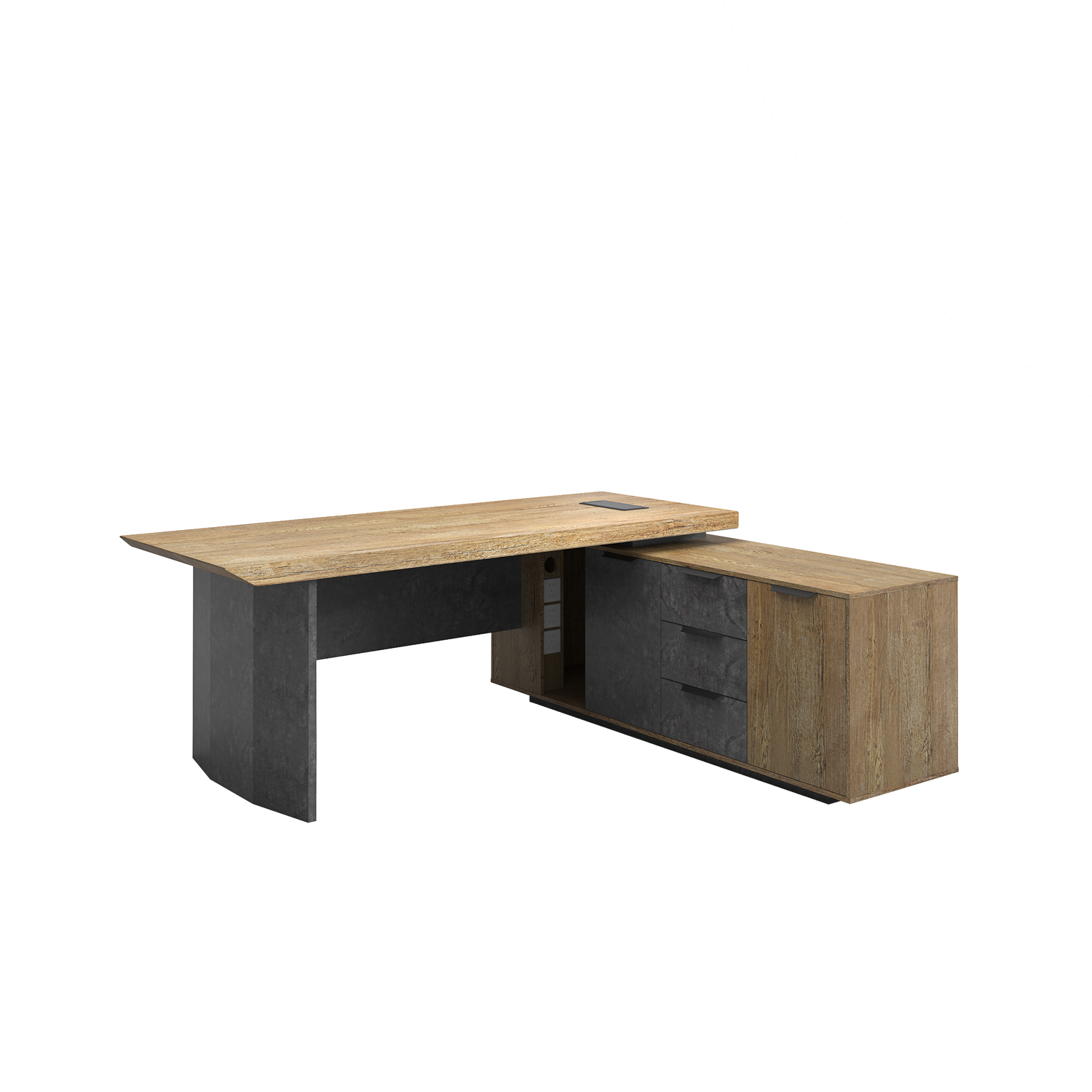 Saintcy P3507 Modern Industrial Executive Desk - Professional L-Shaped Managerial Table
