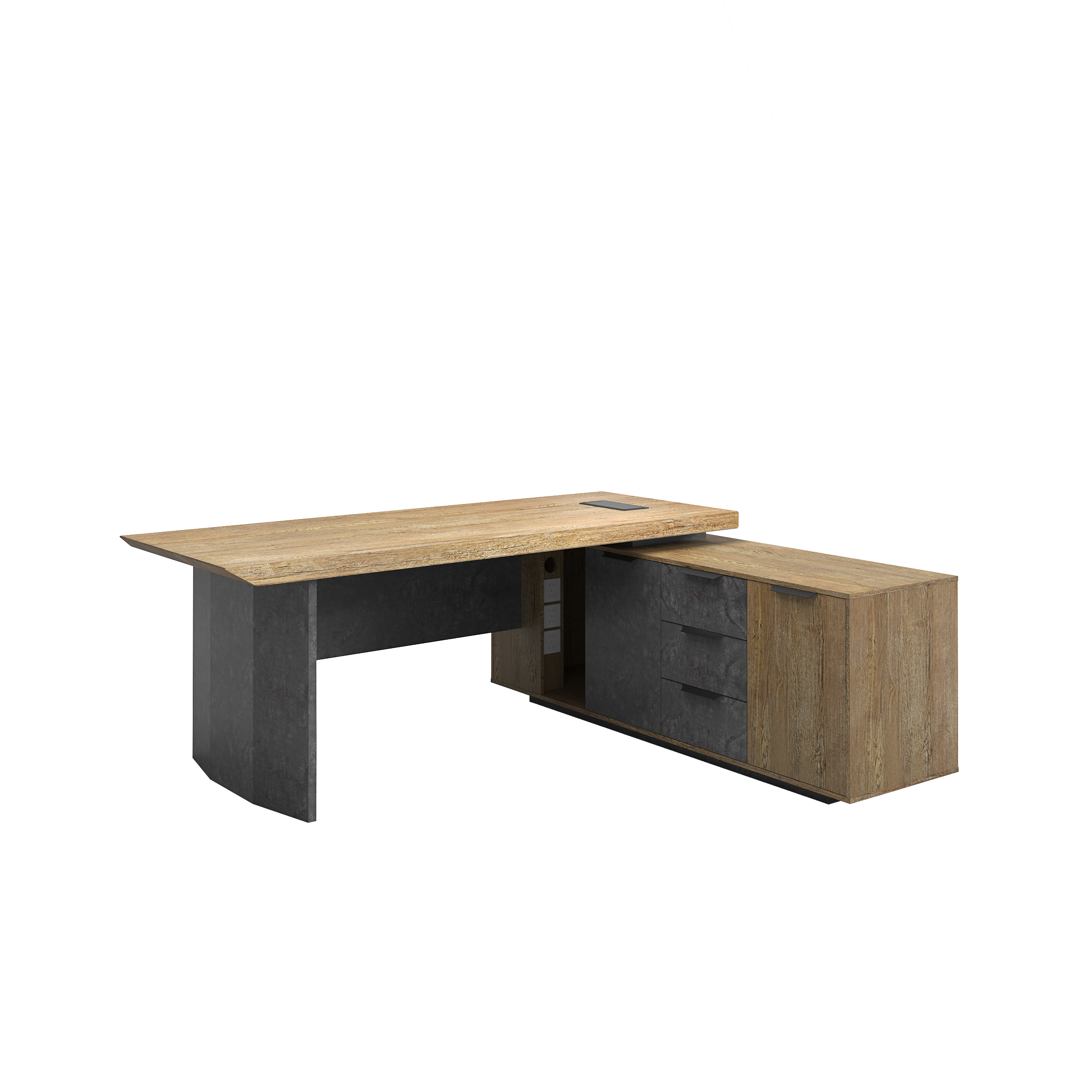 Saintcy P3507 Modern Industrial Executive Desk - Professional L-Shaped Managerial Table