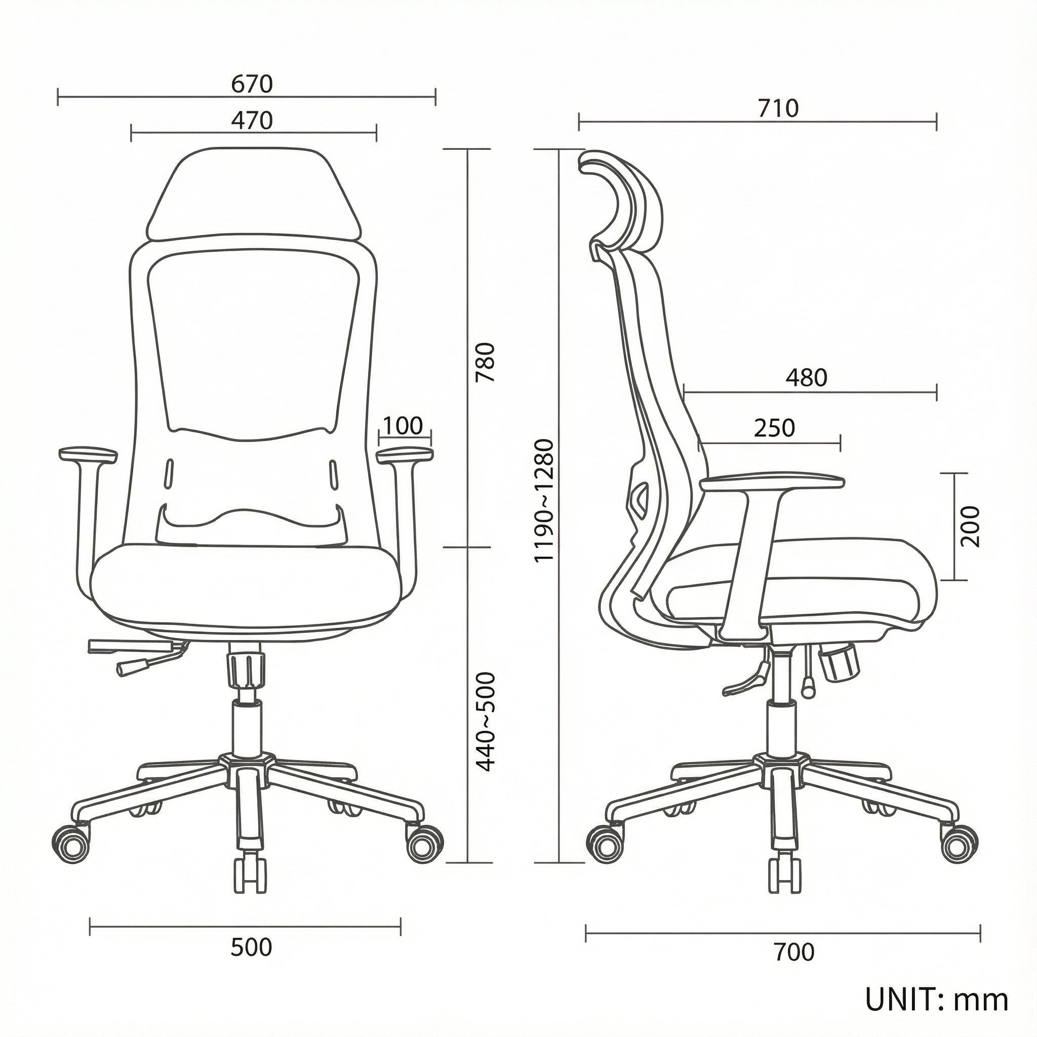 Saintcy High-Back Ergonomic Mesh Office Chair with 3D Armrests, Headrest and Sliding Seat