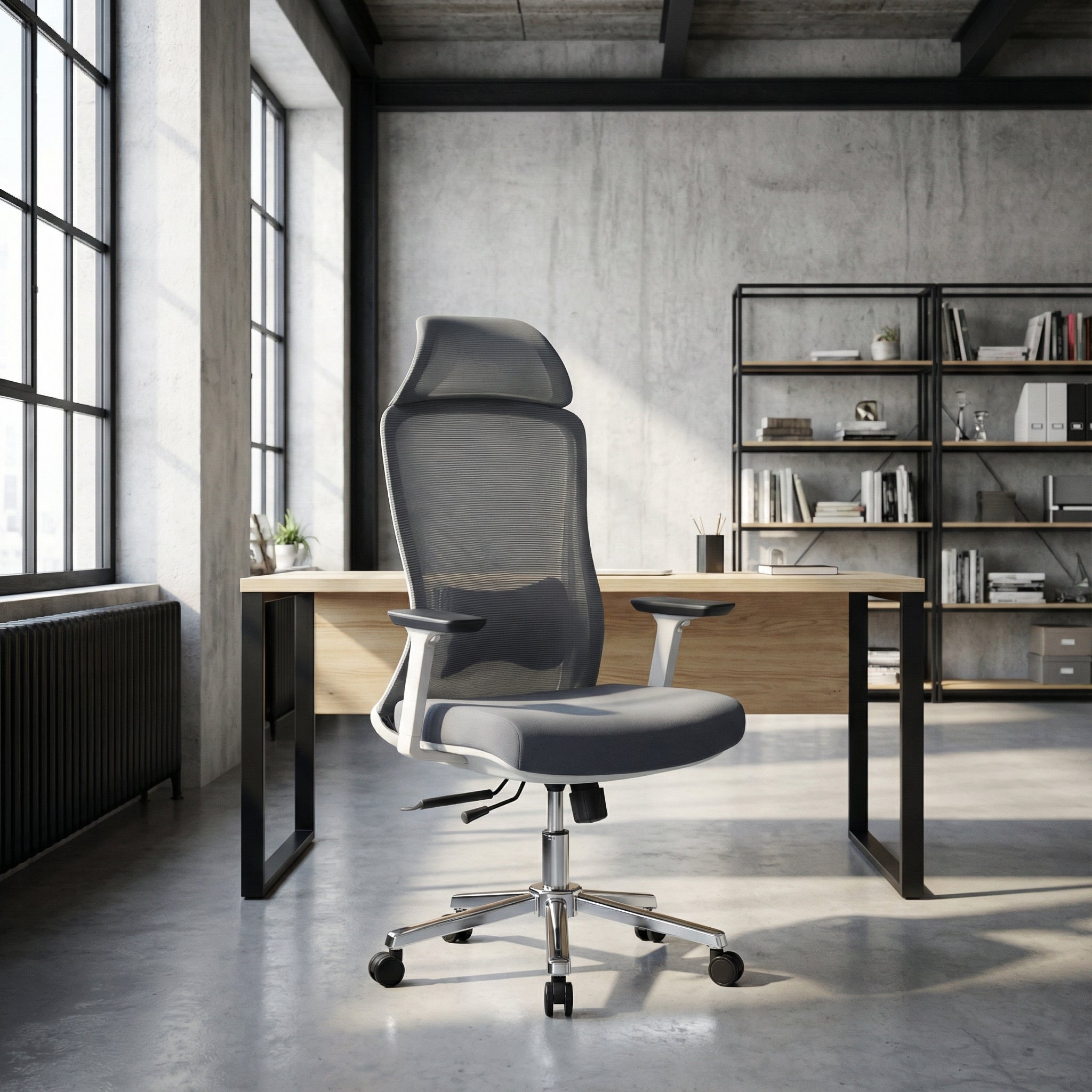Saintcy High-Back Ergonomic Mesh Office Chair with 3D Armrests, Headrest and Sliding Seat